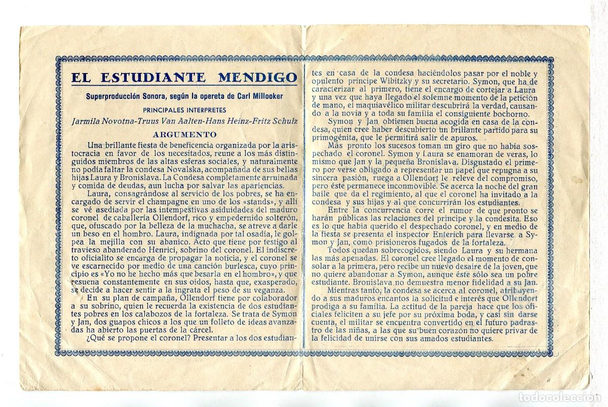 Cine: EL ESTUDIANTE MENDIGO, con Hans Heinz. - Foto 2