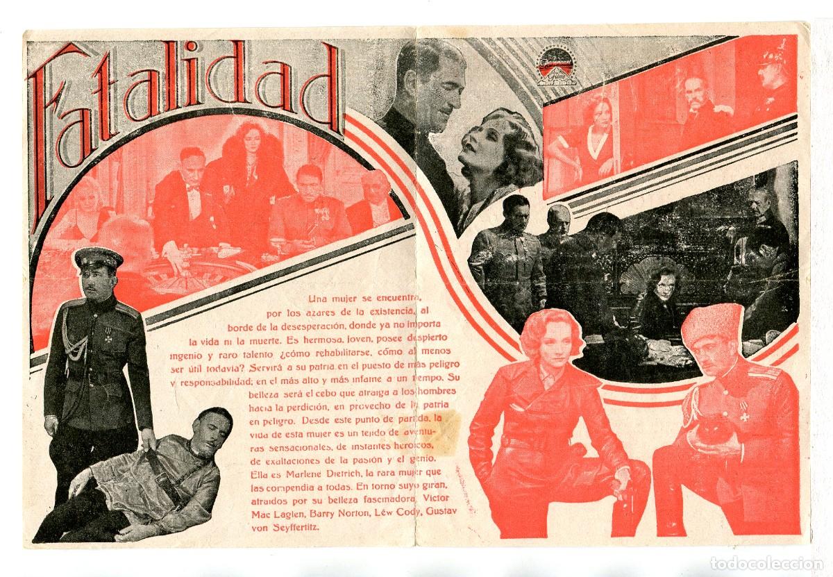 Cine: FATALIDAD, con Marlene Dietrich. - Foto 2