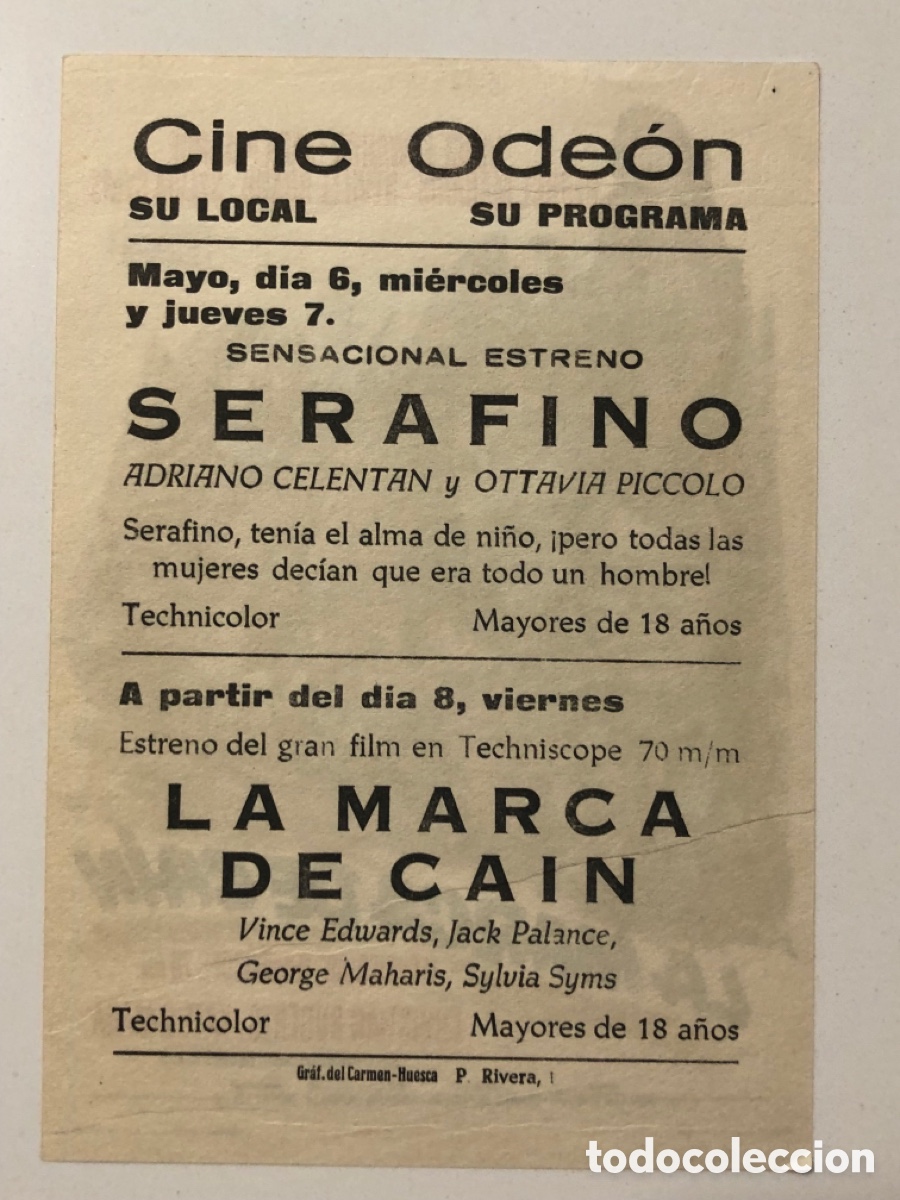 Cine: Programa la marca de Ca&iacute;n Vince Edwards con publicidad cine odeon Huesca A19 - Foto 2
