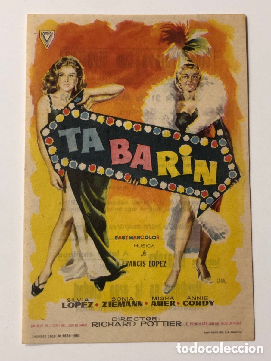  Foglietti di film di film antichi di cinema: Programa tabarin Sonja ziemann con publicidad cine trajano deportivo Merida A24G4