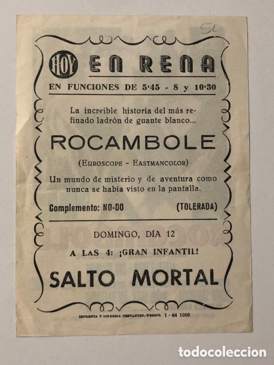 Cine: Programa Rocambole con publicidad cine En Rena el Ferrol A24G4 - Foto 2