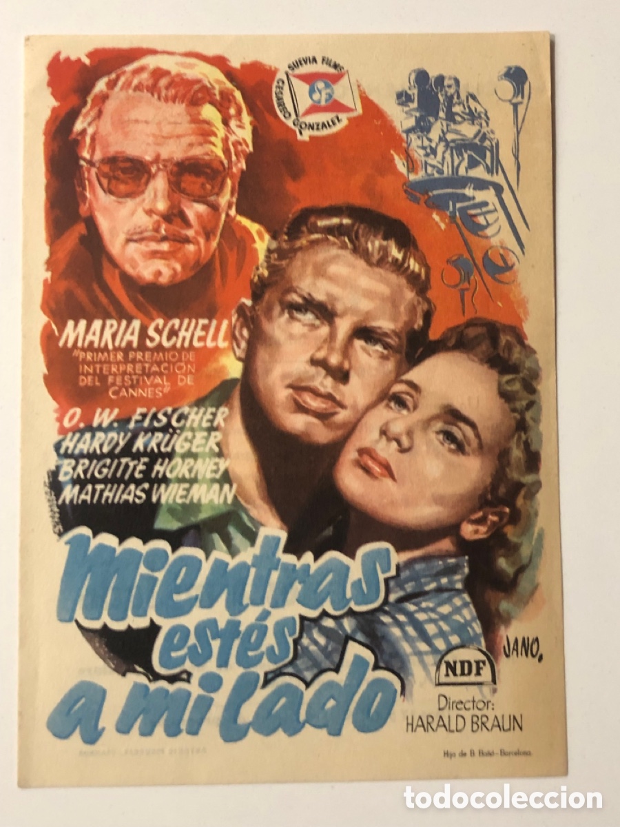  Foglietti di film di film antichi di cinema: Programa mientras estes a mi lado Mar&iacute;a schell con publicidad cine ateneo Tarrega A24G4