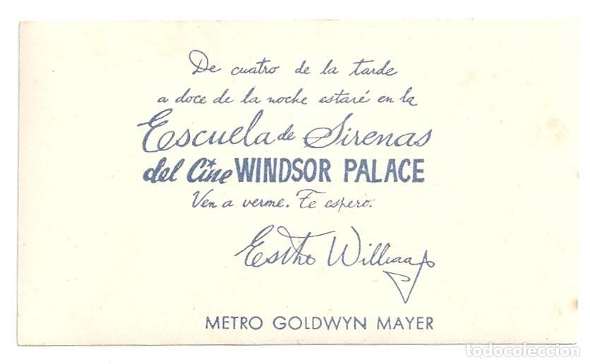 Cine: ESCUELA DE SIRENAS PROGRAMA TARJETA MGM ESTHER WILLIAMS raro - Foto 2