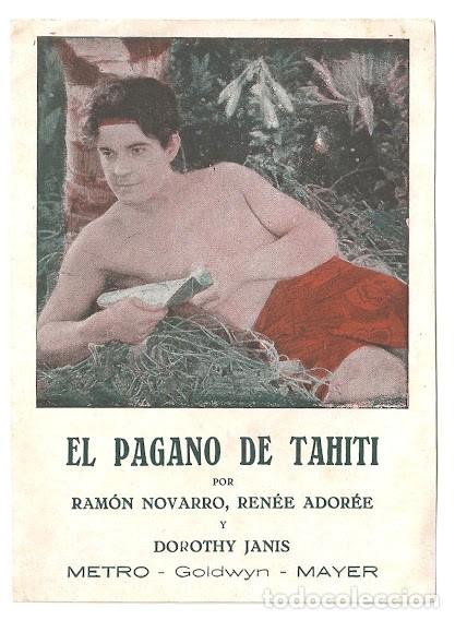 Cine: EL PAGANO DE TAHITI PROGRAMA TARJETA MGM RAMON NOVARRO RENEE ADOREE