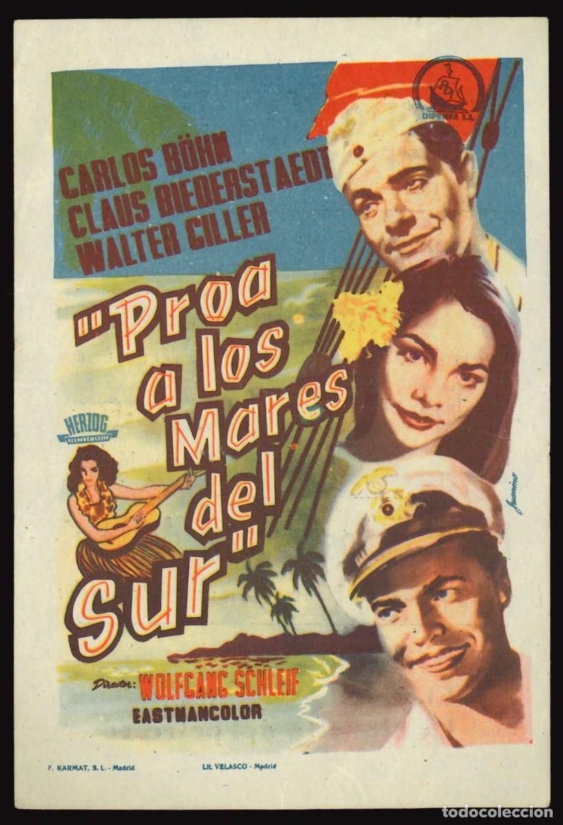 Cine: PROA A LOS MARES DEL SUR / PROGRAMA DE CINE CON PUBLICIDAD EN TRASERA (AVENTURAS) - Foto 1