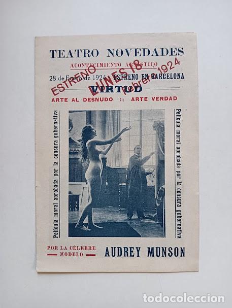 Cine: VIRTUD PROGRAMA DOBLE AUDREY MUNSON NUDISMO CINE MUDO - Foto 1