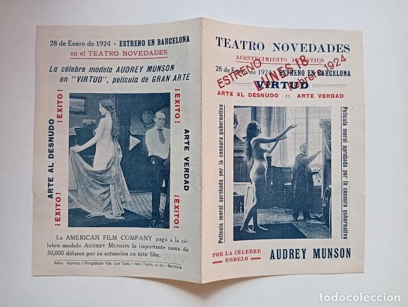 Cine: VIRTUD PROGRAMA DOBLE AUDREY MUNSON NUDISMO CINE MUDO - Foto 2