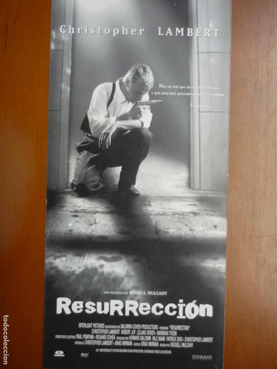 Kino: resurrection - folleto mano invitacion estreno - christopher lambert russell mulcahy