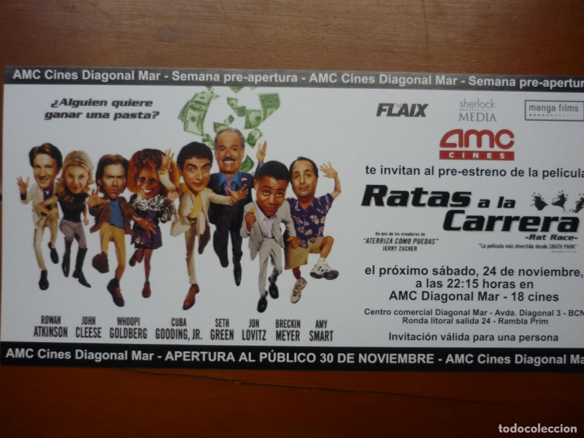 Kino: ratas a la carrera - folleto mano invitacion estreno - rowan atkinson john cleese whoopi goldberg