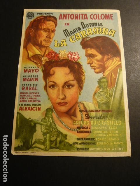 Cine: MARIA ANTONIA LA CARAMBA PROGRAMA DE MANO SIN PUBLICIDAD - Foto 1