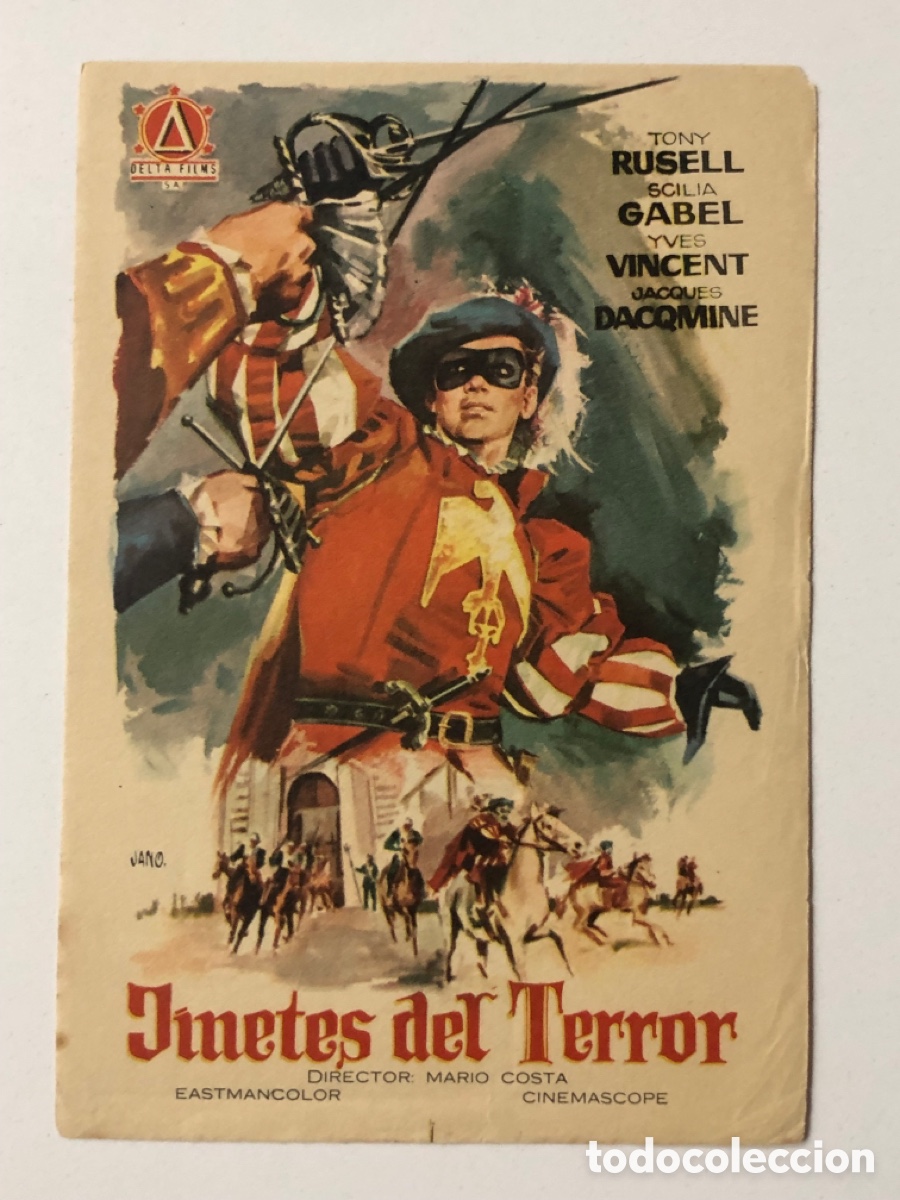 Folhetos de m&atilde;o de filmes antigos de cinema: Programa jinetes del terror Tony Russel A24