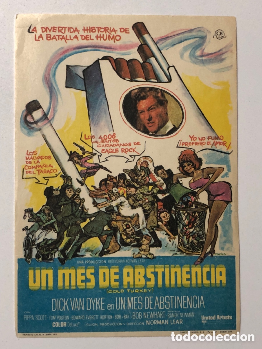 Folhetos de m&atilde;o de filmes antigos de cinema: Programa un mes de abstinencia Dick Van Dyke A24G4