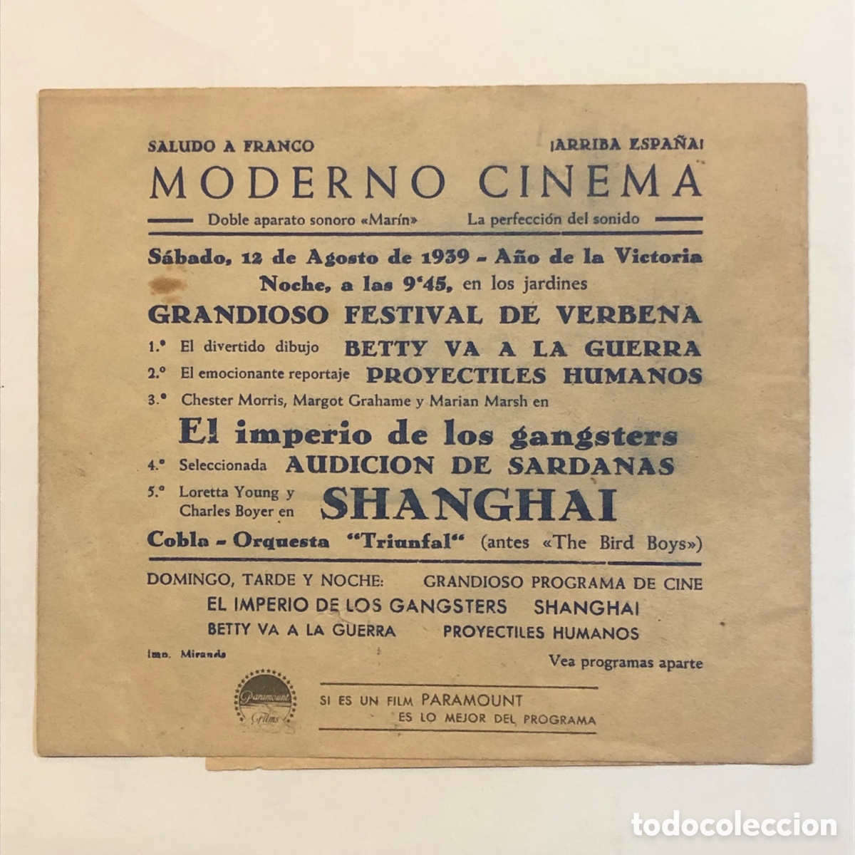 Cine: PTCC 027 SHANGHAI PROGRAMA DOBLE PARAMOUNT LORETTA YOUNG CHARLES BOYER WARNER OLAND - Foto 3