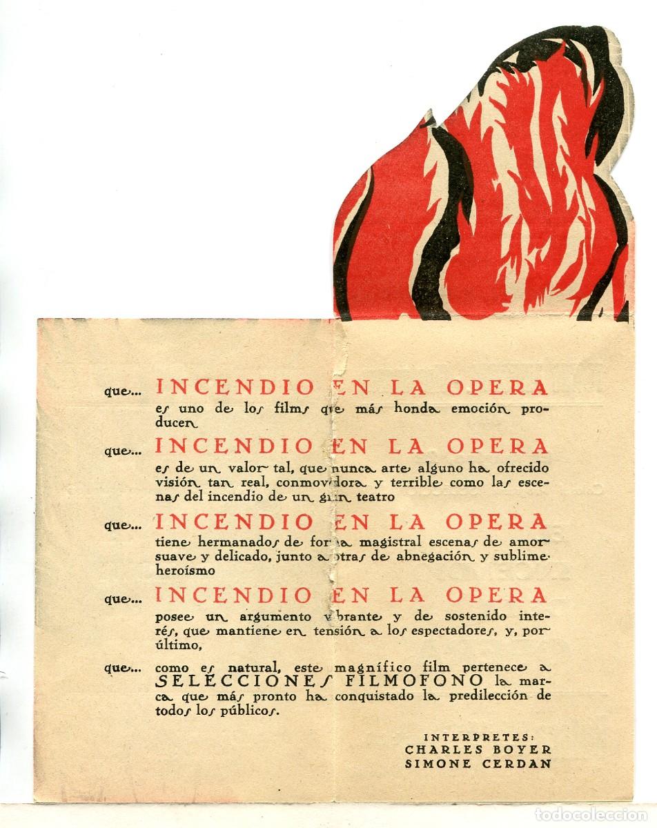 Cine: EL INCENDIO DE LA &Oacute;PERA, con charles Boyer. TROQUELADO. - Foto 2