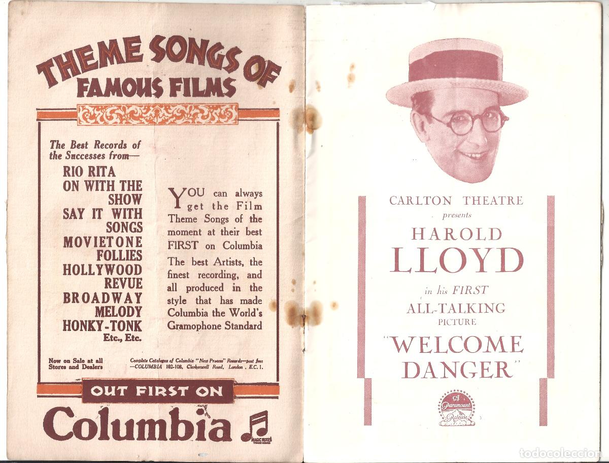 Cine: PTCC7 26 QUE FENOMENO PROGRAMA LIBRITO INGLES HAROLD LLOYD BARBARA KENT - Foto 2