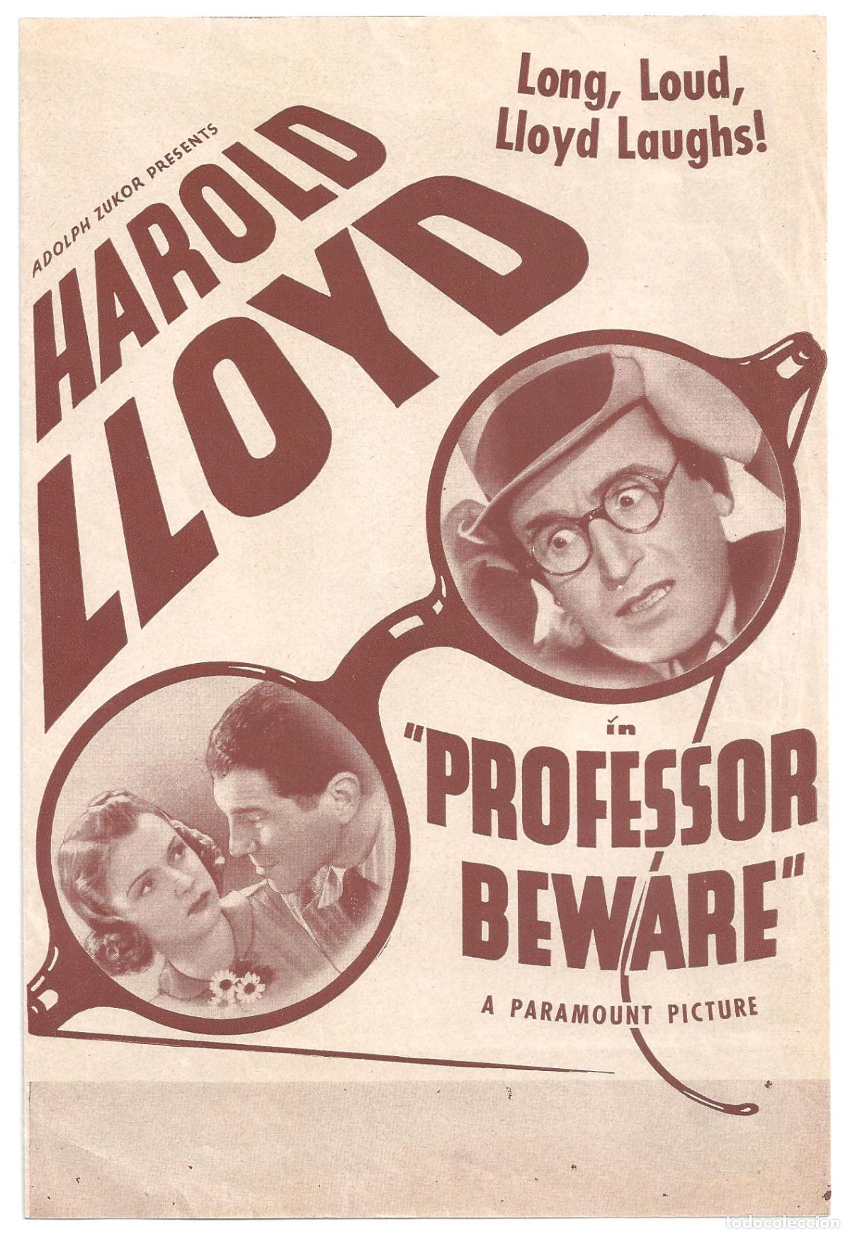 Cine: PTCC7 26 PROFESSOR BEWARE PROGRAMA DOBLE AMERICANO HAROLD LLOYD - Foto 1
