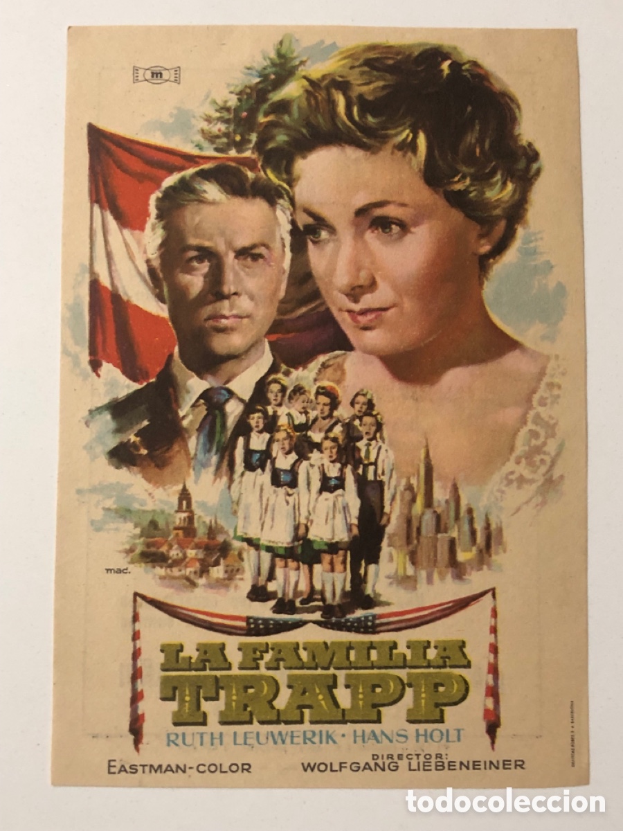  Foglietti di film di film antichi di cinema: Programa la familia Trapp Ruth Leuwerik con publicidad teatro andalucia A24G2