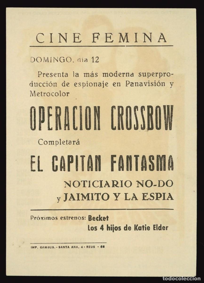 Cine: OPERACI&Oacute;N CROSSBOW / PROGRAMA DE CINE CON PUBLICIDAD EN TRASERA (ESPIONAJE) - Foto 2