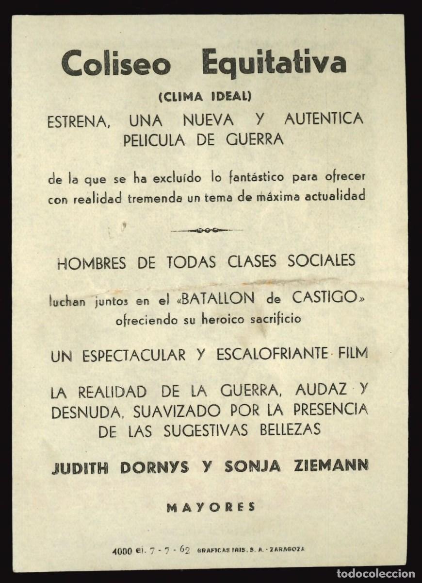 Cine: BATALL&Oacute;N DE CASTIGO / PROGRAMA DE CINE CON PUBLICIDAD EN TRASERA (B&Eacute;LICO) - Foto 2