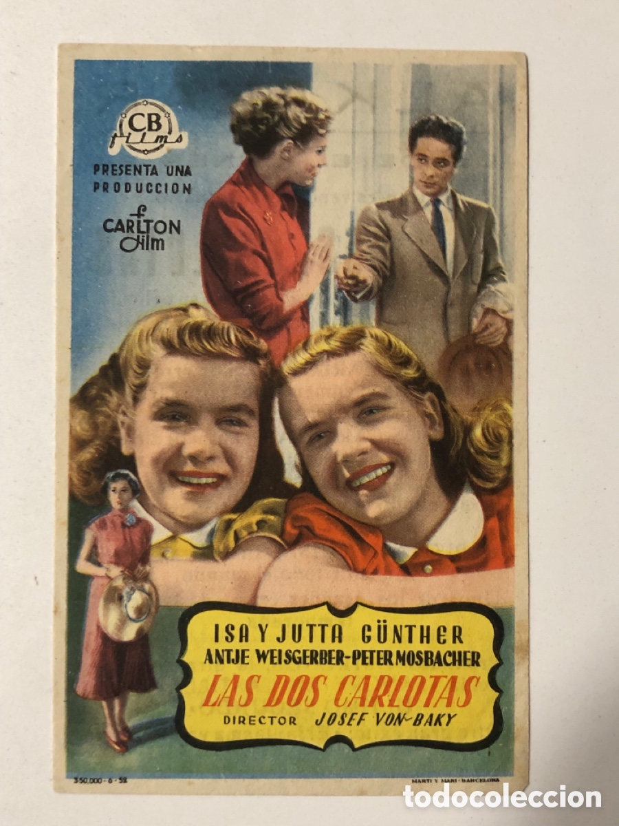  Foglietti di film di film antichi di cinema: Programa las dos carlotas isa y jutta gunther con publicidad cine alkazar A24V