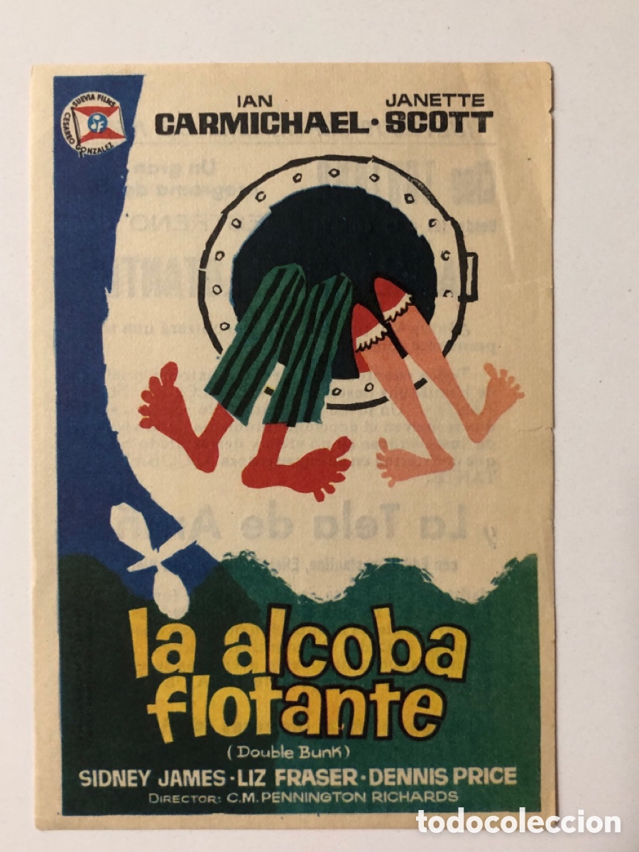  Foglietti di film di film antichi di cinema: Programa la alcoba flotante Ian Carmichael con publicidad cine trajano Merida A24V