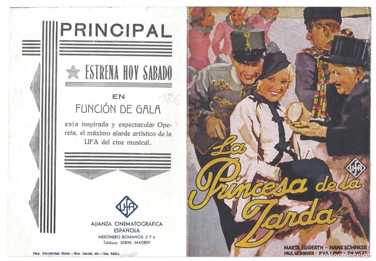 Cine: PTCC 826 LA PRINCESA DE LA ZARDA PROGRAMA DOBLE UFA MARTHA EGGERTH HANS SHONKER - Foto 3