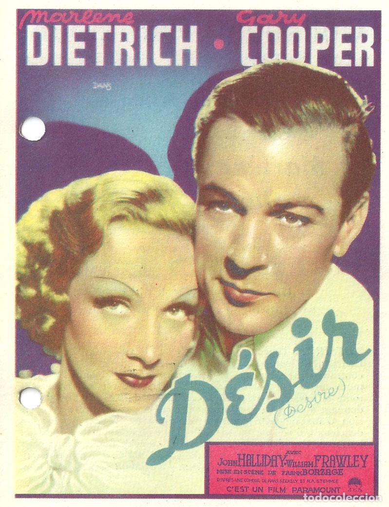 Cine: PTCC 819 DESEO PROGRAMA SENCILLO PARAMOUNT FRANCES GARY COOPER MARLENE DIETRICH - Foto 1
