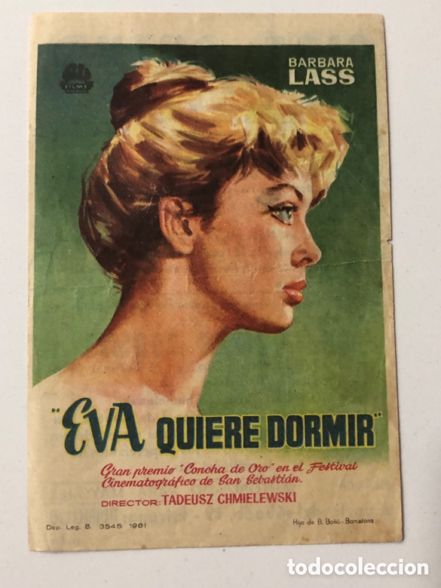  Foglietti di film di film antichi di cinema: Programa eva quiere dormir Barbara Lass con publicidad cine nuevo Badalona A24V