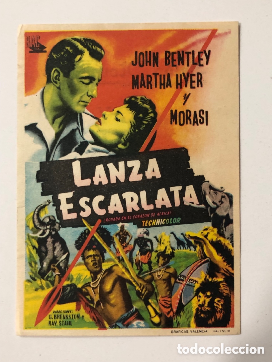  Foglietti di film di film antichi di cinema: Programa lanza escarlata john Bentley con publicidad cine sal&oacute;n novedades A24V