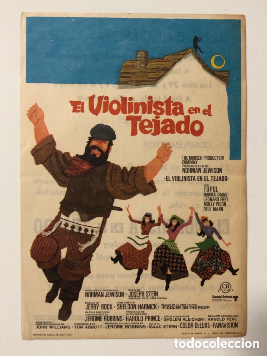  Foglietti di film di film antichi di cinema: Programa el violinista en el tejado con publicidad cine salomon alcira A24V