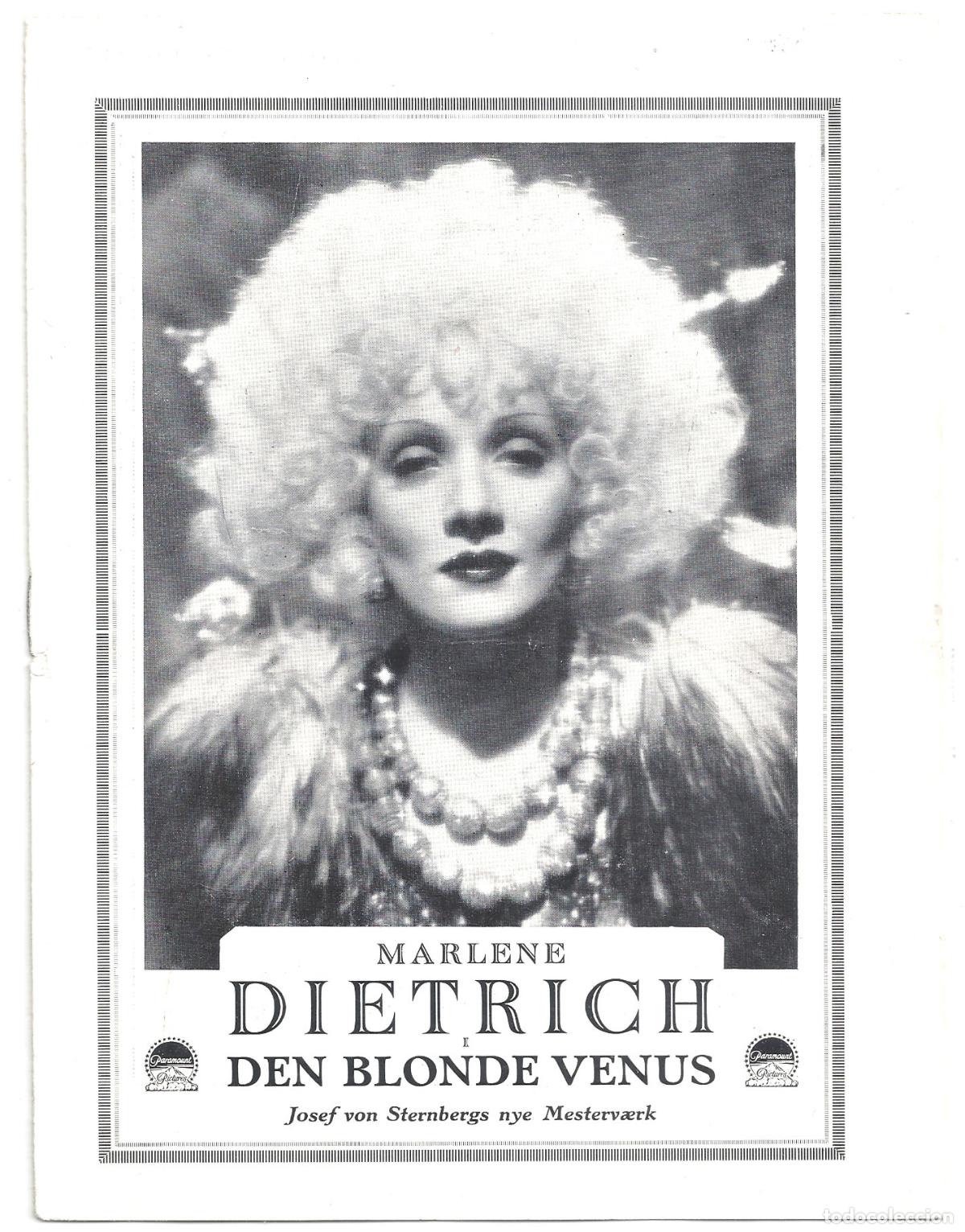 Cine: PTCC2 39 LA VENUS RUBIA PROGRAMA LIBRITO ALEMAN MARLENE DIETRICH CARY GRANT HERBERT MARSHALL - Foto 1