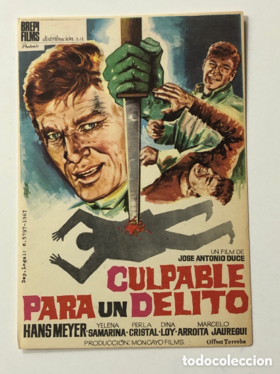  Foglietti di film di film antichi di cinema: Programa culpable para un delito hans Meyer A24V3