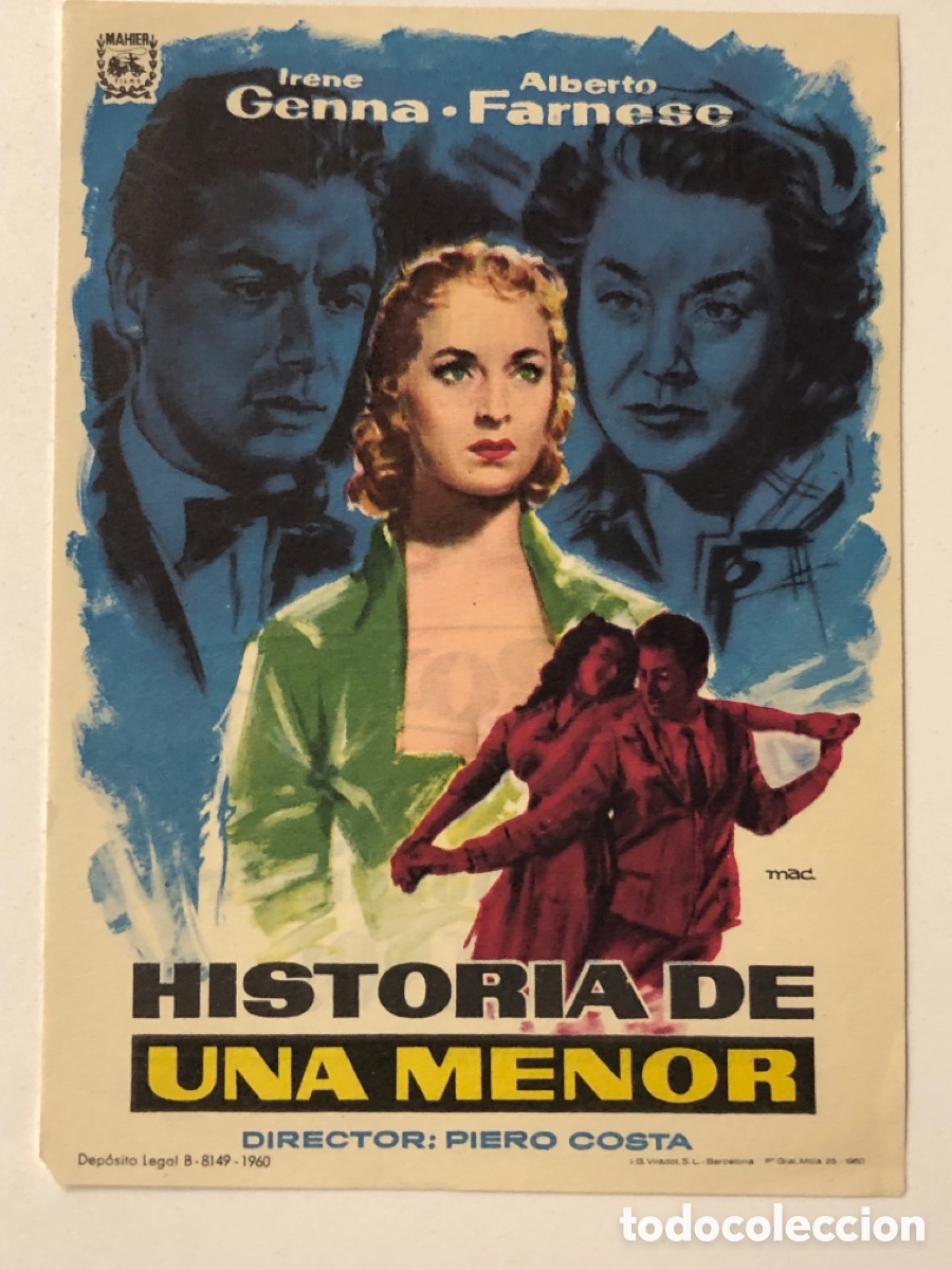  Foglietti di film di film antichi di cinema: Programa historia de una menor irene Genna con publicidad cine Roxy santander A24V3