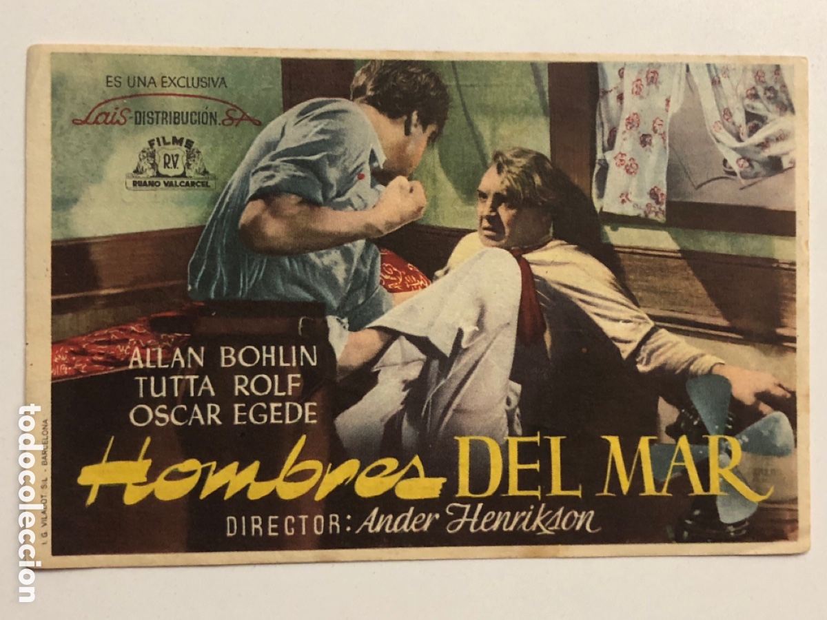  Foglietti di film di film antichi di cinema: Programa hombres del mar Allan Bohlin con publicidad cine Apolo Valencia A24V3
