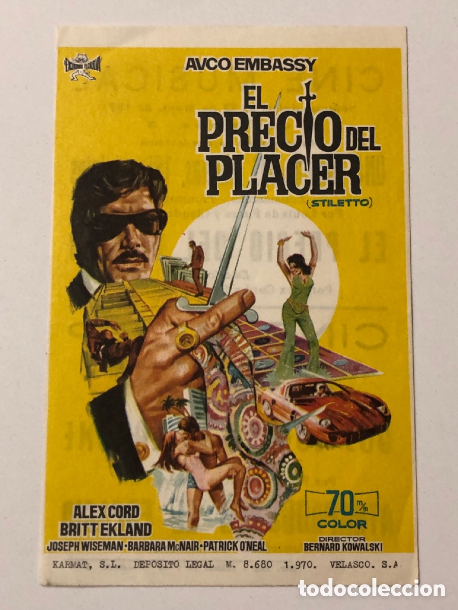  Foglietti di film di film antichi di cinema: Programa el precio del placer Alex Cord con publicidad cine musical y Merp valencia A24V3