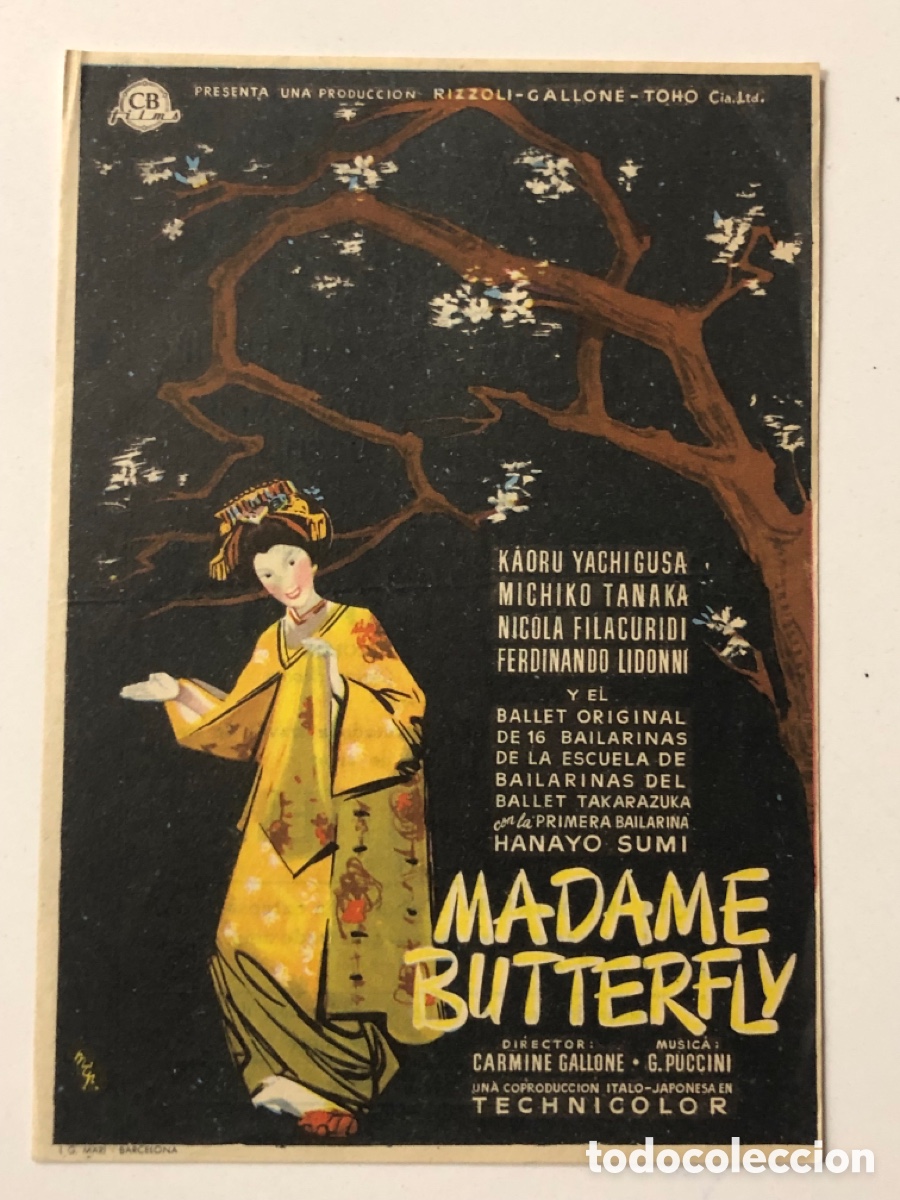  Foglietti di film di film antichi di cinema: Programa Madame Butterfly con publicidad cine teatro Apolo Valls A24V3