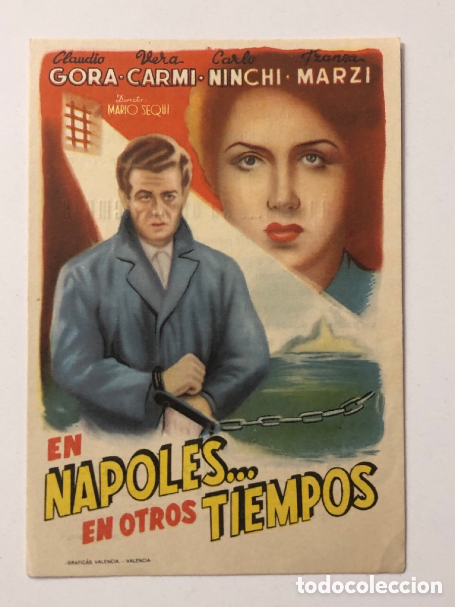  Foglietti di film di film antichi di cinema: Programa en napoles en otros tiempos Claudio Gora con publicidad cine novedades A24V3