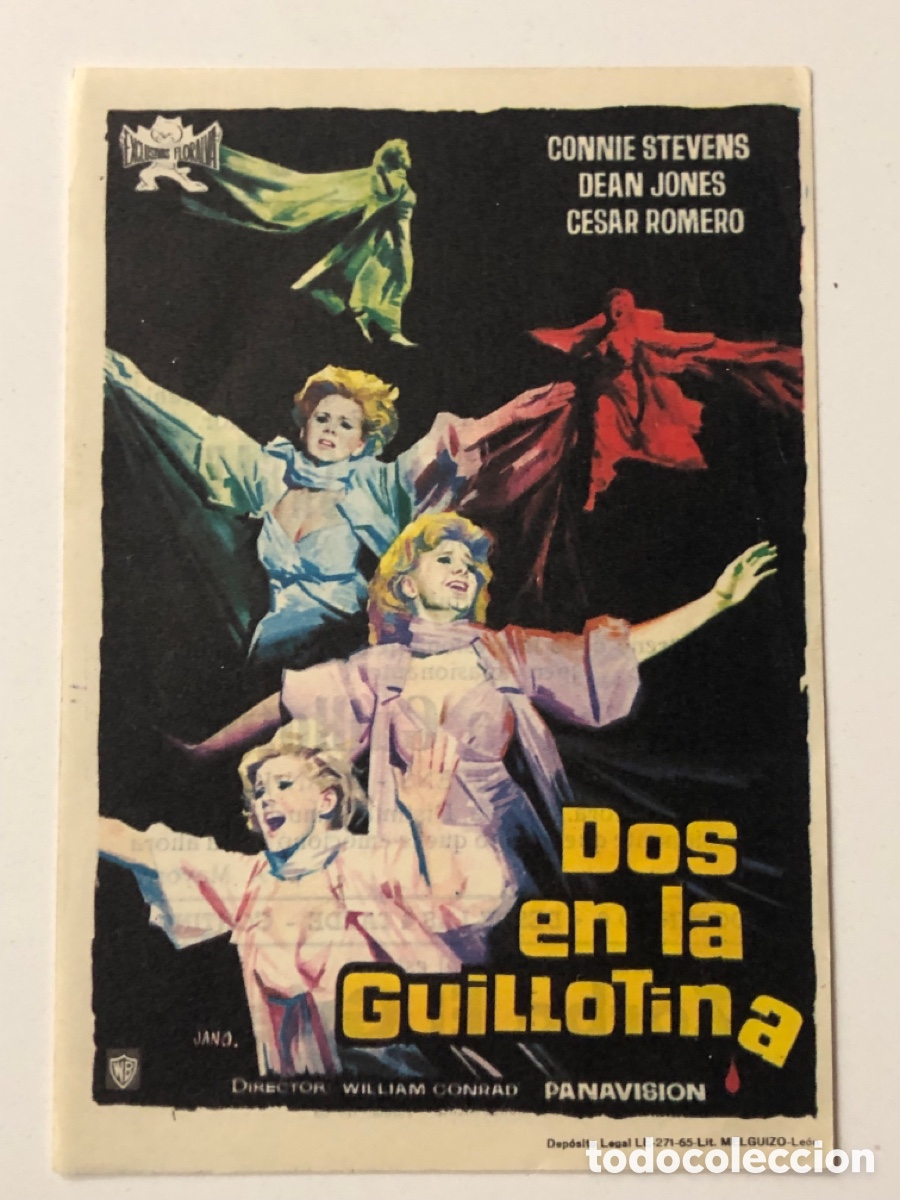  Foglietti di film di film antichi di cinema: Programa dos en la guillotina Connie Stevens con publicidad cinema Reyno Alcira A24V3