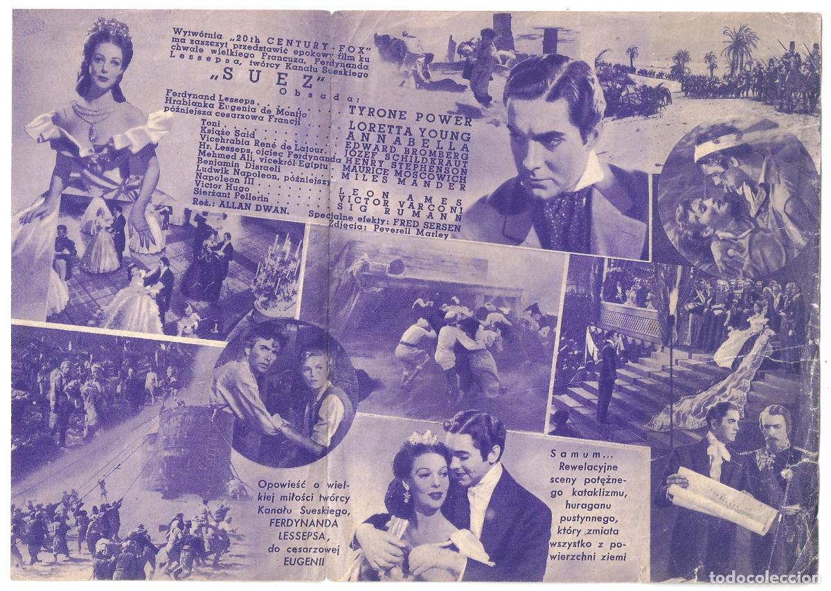 Cine: PTCC 827 SUEZ PROGRAMA DOBLE POLACO TYRONE POWER LORETTA YOUNG ANNABELLA - Foto 2