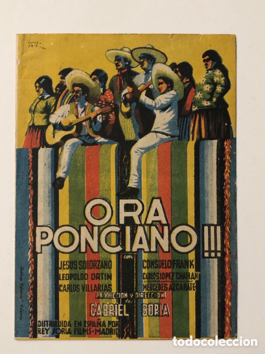 Folhetos de m&atilde;o de filmes antigos de cinema: Programa Ora Ponciano con publicidad cine oriente A13