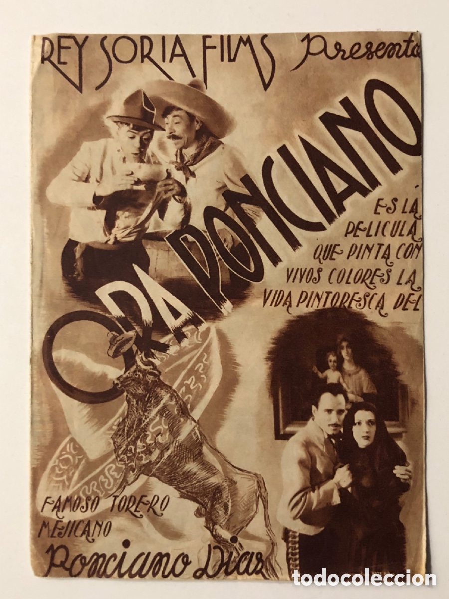 Folhetos de m&atilde;o de filmes antigos de cinema: Programa grande ora Ponciano con publicidad sal&oacute;n cine agr&iacute;cola industrial alboraya A13G1