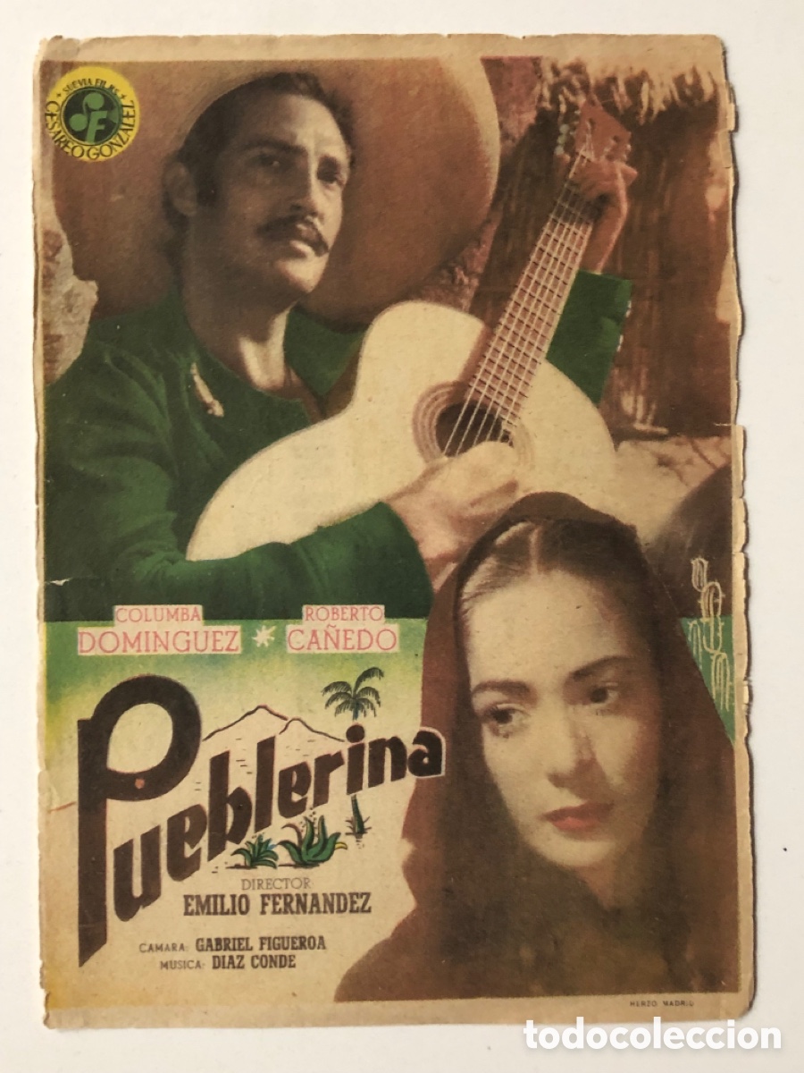 Folhetos de m&atilde;o de filmes antigos de cinema: Programa pueblerina columba dominguez con publicidad cine moderno A13G1