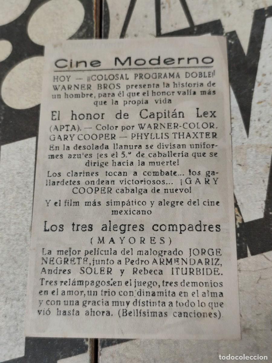 Cine: Los 3 alegres compadres con publicidad Cine Moderno - Foto 2