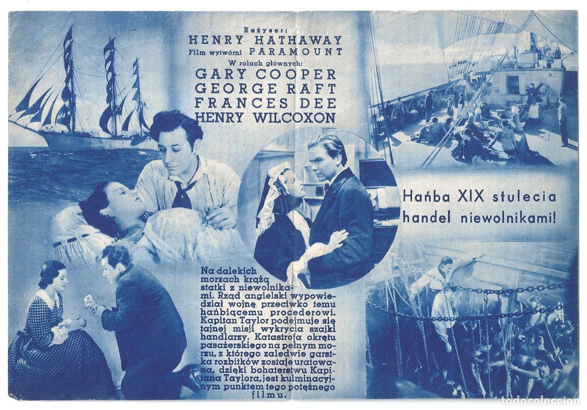 Cine: PTCC 827 ALMAS EN EL MAR PROGRAMA DOBLE POLACO GARY COOPER GEORGE RAFT - Foto 2