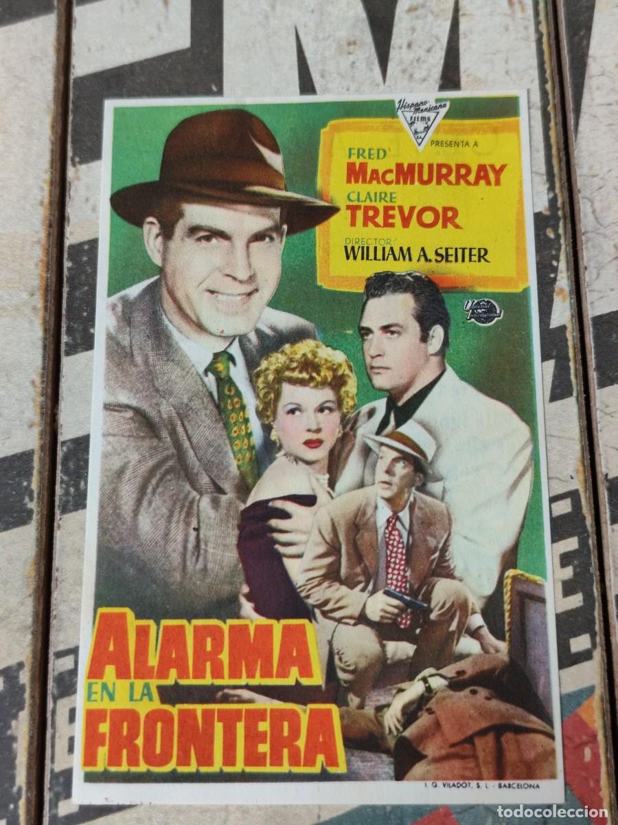 Folhetos de m&atilde;o de filmes antigos de cinema: Alarma en la frontera con publicidad Cine Avenida