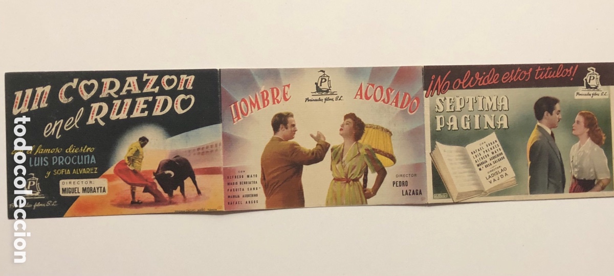 Folhetos de m&atilde;o de filmes antigos de cinema: Programa calendario liga f&uacute;tbol 1951/52 s&eacute;ptima pagina hombre acosado un coraz&oacute;n en el ruedo A13