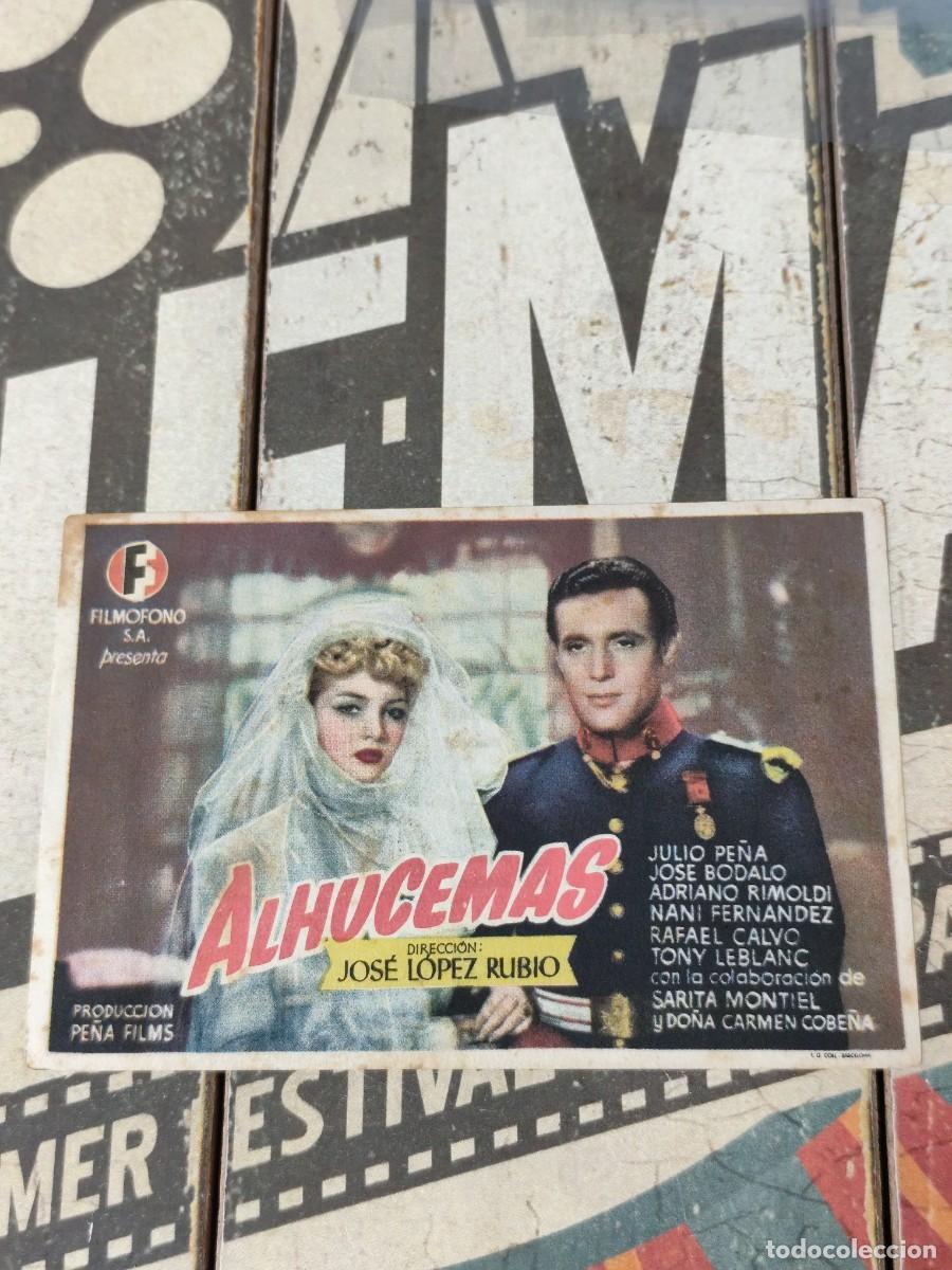 Folhetos de m&atilde;o de filmes antigos de cinema: Alhucemas con publicidad Cine Alb&eacute;niz M&aacute;laga