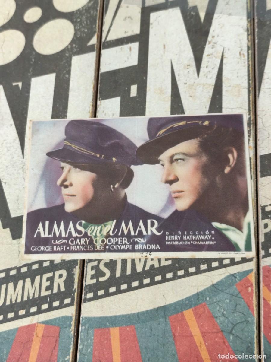 Folhetos de m&atilde;o de filmes antigos de cinema: Almas en el mar con publicidad Cine Domenech Rubi