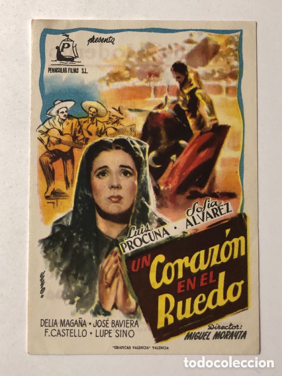 Folhetos de m&atilde;o de filmes antigos de cinema: Programa un coraz&oacute;n el el ruedo luis procuna con publicidad cinema moderno Vall de Uxo A13