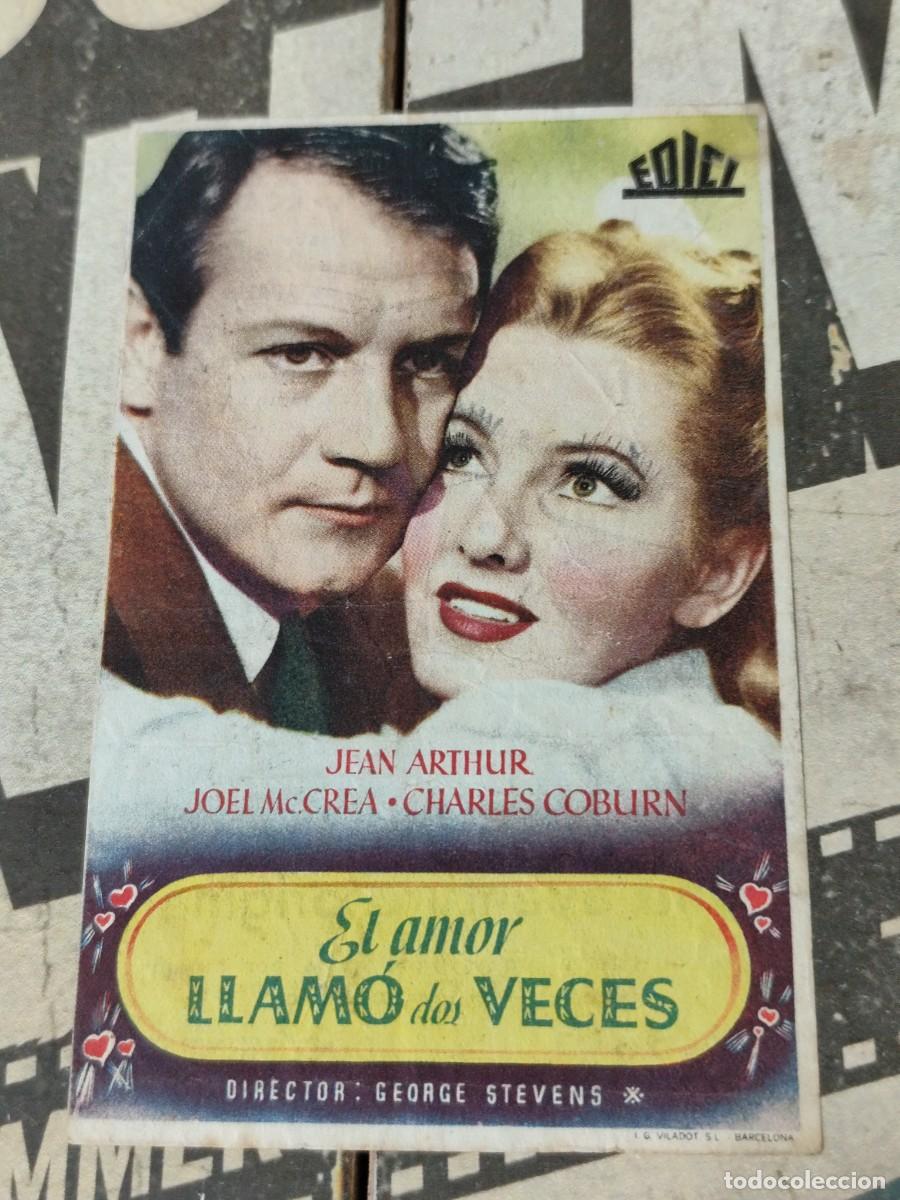 Folhetos de m&atilde;o de filmes antigos de cinema: El amor llamo dos veces con publicidad Cinema Recreo